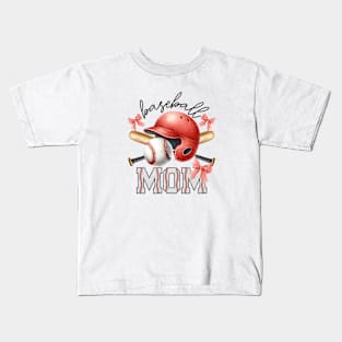 Baseball Mom with Bows Kids T-Shirt